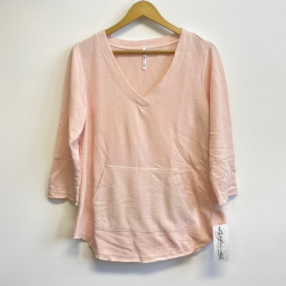 NWT Lulu B Pink V Neck Pullover Kangaroo Pocket Top